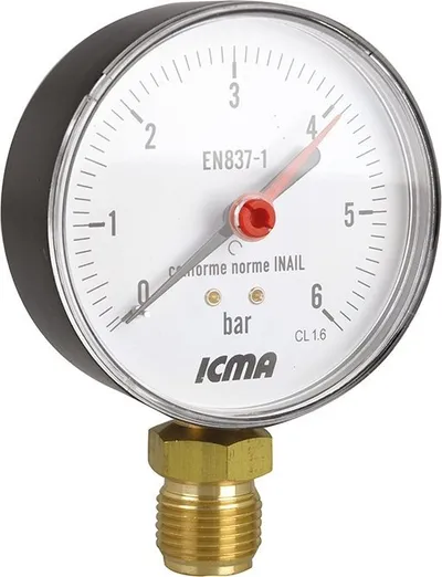 Manometër Icma 80mm, lidhje 1/2", 10 bar - 1