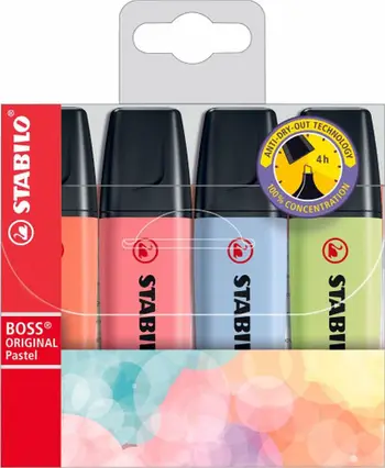 Marker stabilo STABILO BOSS Original Pastel, set 4 ngjyra