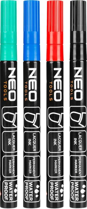 Marker ndërtimtarie Neo, permanent, rezistent ndaj ujit, alumini, set 4 copë, shumëngjyrësh