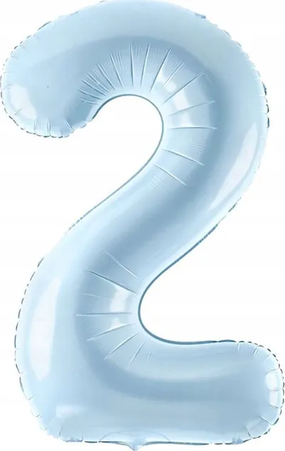 Balon helium Partydeco numri 2, 72cm, blu e çelët - 1