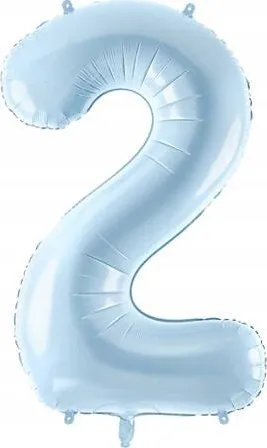 Balon helium Partydeco numri 2, 72cm, blu e çelët - 2
