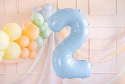 Balon helium Partydeco numri 2, 72cm, blu e çelët - 3