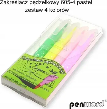Markera nënvizues Polsirhurt Brush 605-4, majë furçe 1-8 mm, set 4 ngjyra