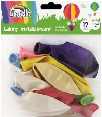 Balona dekorative Fiorello Metal Balloon, 12", set 12 copë, shumëngjyrëshe