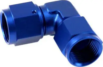 Bashkues 90° TurboWorks Female Coupler AN12, alumini, për vaj ujë karburant, blu