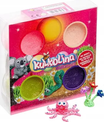 Masë modeluese Kulkolina Glittery Art and Play, që thahet në ajër, shumëngjyrëshe