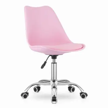 Karrige rrotulluese Alba Pink, lartësi e rregullueshme, jastëk lëkurë eko, rozë