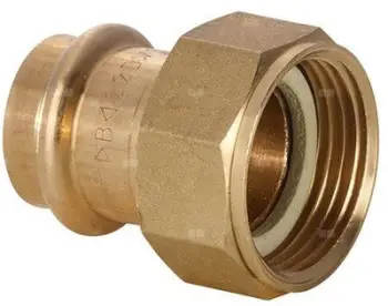 Bashkues bronzi 2 pjesë, press fit, femër 15mm x 1/2", me menteshë rrotulluese