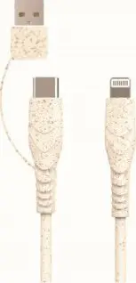 Kabllo karikimi BIOnd USB A në USB C dhe Lightning, 1.2m, 3.5A, e bardhë