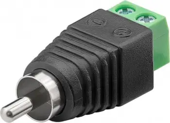 Adapter audio Wentronic Goobay 76740, RCA mashkull në bllok terminal 2-pin, set 10 copë, i zi