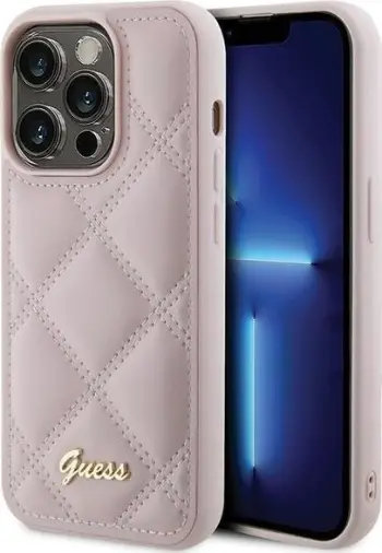 Mbulesë telefoni Guess GUHCP15XPSQSQSP për iPhone 15 Pro Max, 6.7", quilted, rozë