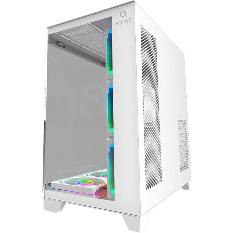 Kasa gaming AQIRYS TITAN, Midi Tower, 4x 120mm ventilatorë, e bardhë - 2
