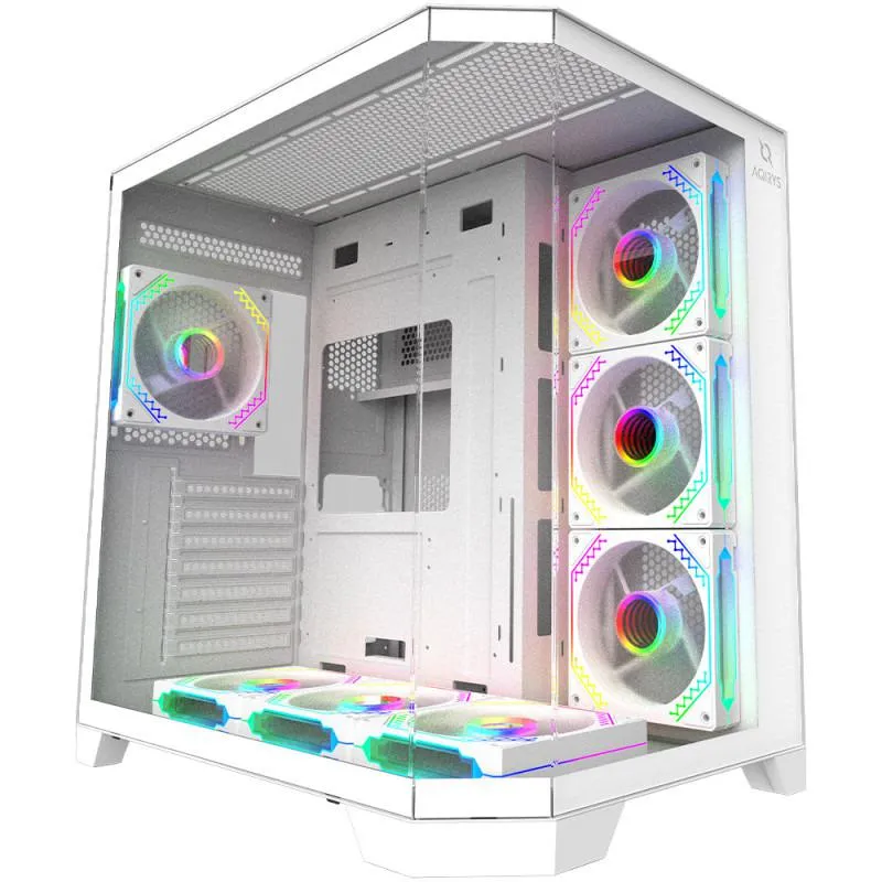 Kasa gaming AQIRYS TITAN, Midi Tower, 4x 120mm ventilatorë, e bardhë - 3
