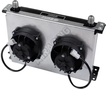 Pllakë ftohëse TurboWorks për radiator vaji 25-row, dy ventilatorë 4", alumini, argjendtë e zezë