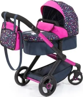 Karrocë kukullash Bayer XEO 17080AA, për kukulla deri 52 cm, dorezë e rregullueshme, rozë