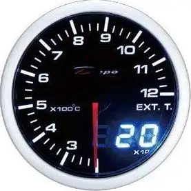 Matës temperature shkarkimi DRacing DEPO Dual, 60mm, ekran i zi, ndriçim i bardhë qelibar