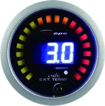Matës turbo dhe temperature shkarkimi DRacing Depo Gauge 2 in 1, 52mm, ekran dixhital blu, i zi