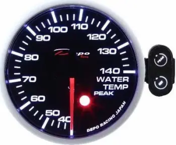 Matës temperature uji DRacing DEPO PK, 52mm, me ndriçim LED, i zi