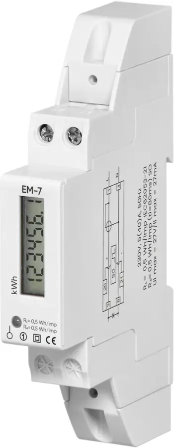 Matës energjie digjital njëfazësh Vemer ENERGY 230, 40A, 1 modul, DIN TH-35mm, i bardhë