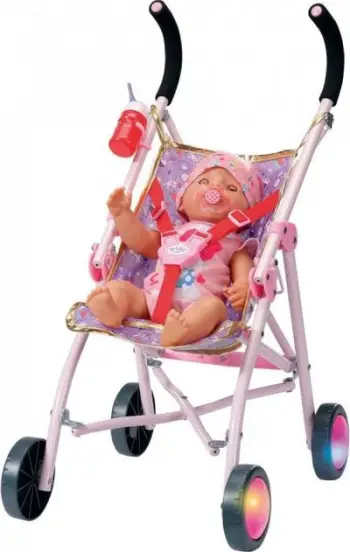Karrocë për kukulla Zapf BABY born Happy Birthday, me rrota me drita, 62 cm