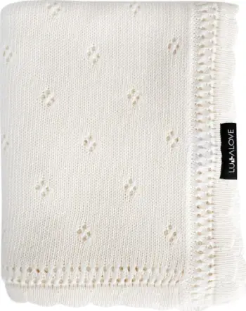 Batanije për bebe LullaLove Daisy Coconut, 80x100cm, bambus dhe pambuk, e bardhë krem
