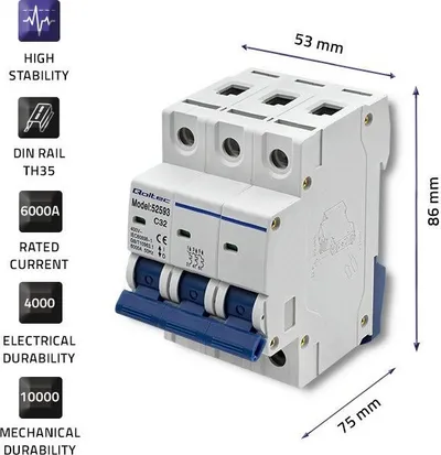 Siguresë automatike Qoltec C32, 32A, 3P, AC - 3