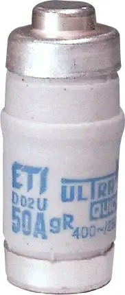 Siguresë cilindrike Eti-Polam D02, 35A, 400V AC 250V DC, e bardhë