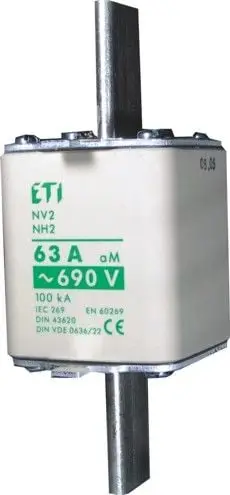 Siguresë industriale Eti-Polam KOMBI NH00 100A aM, 690V, e bardhë
