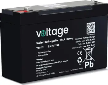 Bateri AGM Voltage VE6-12, 6V, 12Ah, e zezë