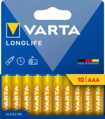 Bateri alkaline VARTA LONGLIFE Micro AAA, paketim 10 copë