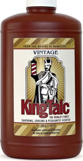 Pluhur talku Barbicide King Talcum, për lëkurë vintage, 200 g