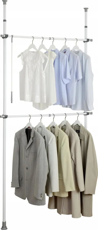 Sistem garderobe Herkules Basic, çelik i bardhë, montim me tension - 1
