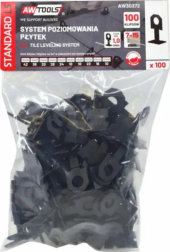 Sistem nivelimi pllaka AWTools AW30372, klipsa 1.0mm, set 100 copë