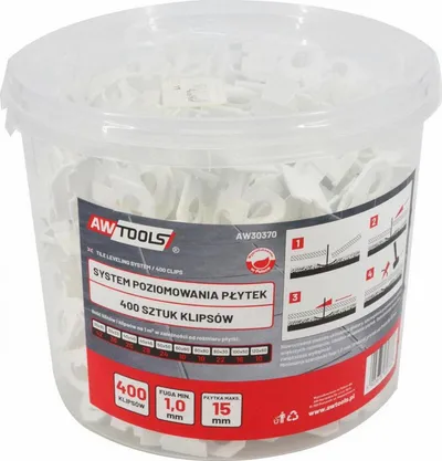 Sistem nivelimi AWTools Leveling System, 7-15mm, 400 copë klipsa - 1