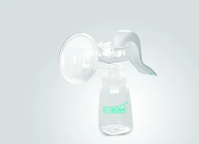 Pompe manuale gjiri U-Grow, dorezë ergonomike, me biberon, transparente - 5