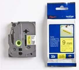 Rrip etiketuese Brother TZe S621, 9mm, 8m, i verdhë me shkrim të zi