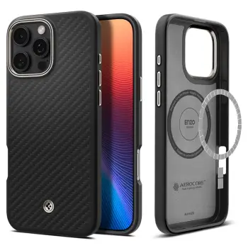 Mbështjellës për iPhone 16 Pro Max Spigen Enzo Aramid, i zi