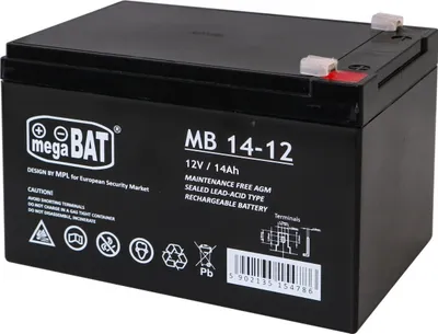 Bateri VRLA Megabat MB 14-12, 12V, 14Ah, gri - 1