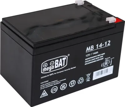 Bateri VRLA Megabat MB 14-12, 12V, 14Ah, gri - 3