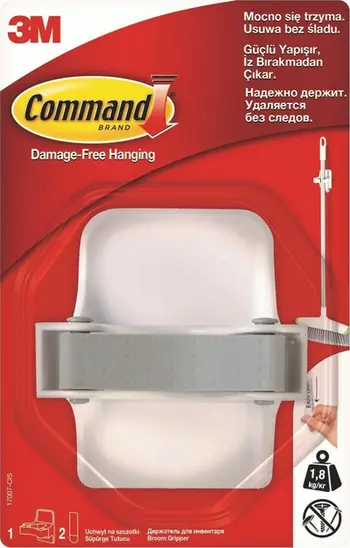 Mbajtës për fshesë 3M Command 17007-CIS, 1.8 kg, me 2 shirita, i bardhë