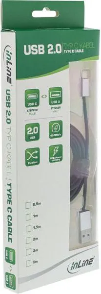 Kabllo USB InLine 35834, USB A në USB C, 1.5 m, i zi - 2