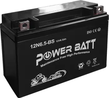 Bateri për motoçikletë Power Batt 12N6.5-BS, 12V 6.5-AH