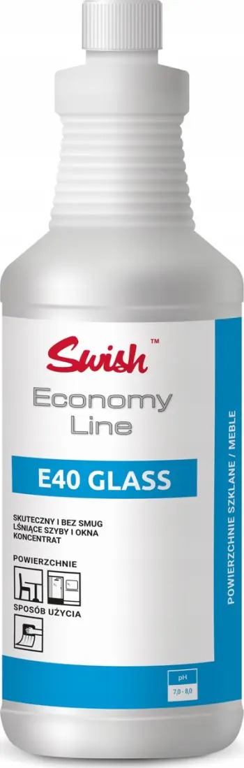 Solucion pastrimi Swish E40 Glass, për xhama dhe sipërfaqe, 1L