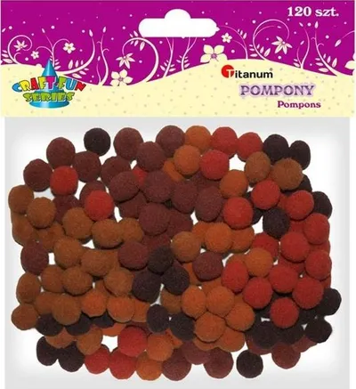 Pompomë dekorative Titanum Polyester, 10 mm, 120 copë, kafe - 1
