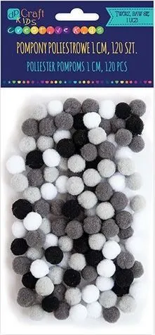 Pomponë dekorativë Dalprint Polyester, 1 cm, 120 copë, të bardhë dhe të kuq - 1