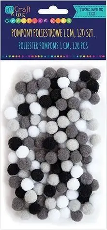 Pomponë dekorativë Dalprint Polyester, 1 cm, 120 copë, të bardhë dhe të kuq