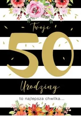 Kartolinë urimi Passion Cards Kukartka B6 PR-106, Birthday 50, shumëngjyrëshe