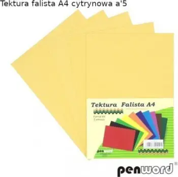 Karton i valëzuar Penword A4, set 5 fletë, ngjyrë limoni