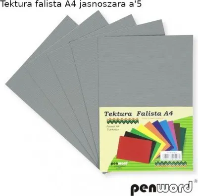 Karton i valëzuar Penword A4, set 5 copë, gri e çelët - 1
