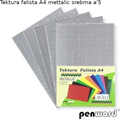 Karton i valëzuar Penword A4, metallic, argjend, 5 copë - 1